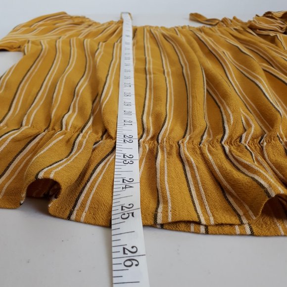 Ricki's Yellow Pinstripe Smocked Off-shoulder Blouse - Picture 8 of 12